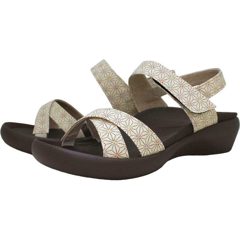 CJFW3518 和柄麻の葉クロスベルトローヒールサンダル カジュアル サンダル cjfw3518-ivo