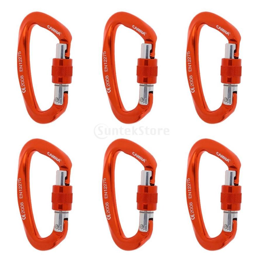 6個入り アルミ ネジロック カラビナ ハンモック フック クリップ CE認証
