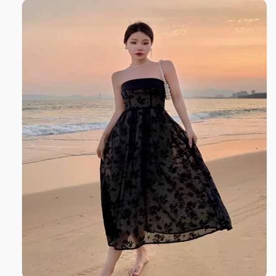 ワンピース ドレス レディース 膝下 ロング 袖なし オフショルダー 襟なし タイト スリム Aライン フェミニン ハイウエスト 肌見せ かわいい 大人可愛い きれいめ シンプル 上品 おしゃれ