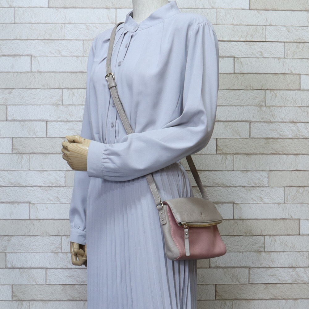 ケイトスペード ショルダーバッグ カーフ PWRU3681 ベージュ Kate Spade 中古