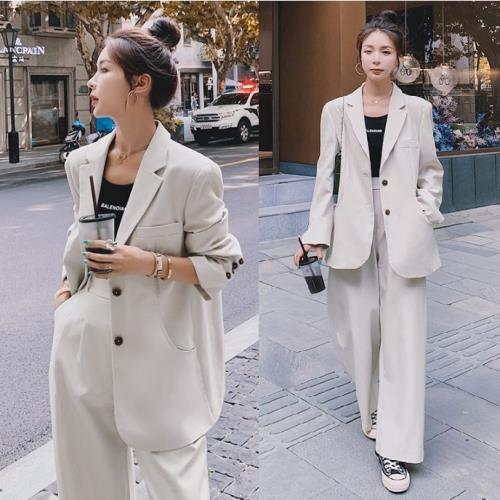 激安価格！セットアップ レディース 韓国 カジュアル 私服 パンツ スーツ ジャケット フォーマル オフィス 2点セット ツーピース 無地 Vネック 春 秋 長袖 可愛い 上下セット きれいめ テーラ