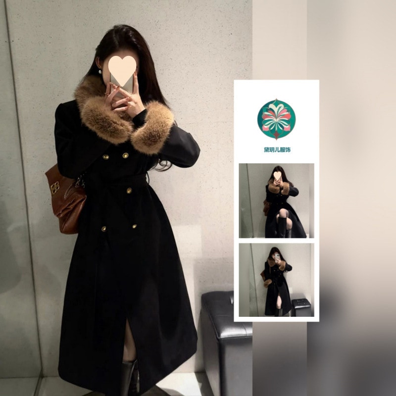 フランスのハイエンドファッションミッドレングスコート女性のための冬の新しい気質デザインウエスト痩身ウインドブレーカージャケット