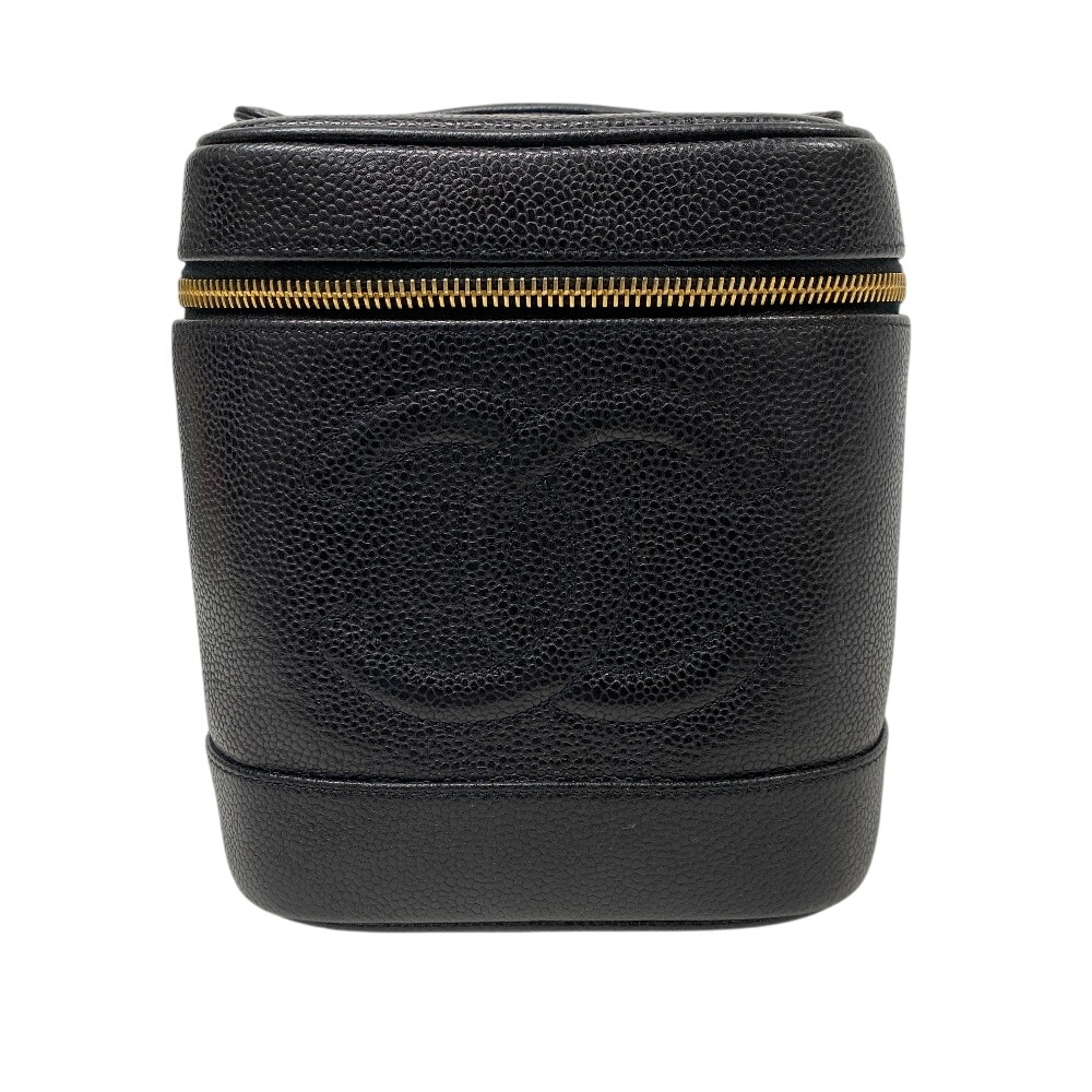 ココマーク バニティ 化粧ポーチ キャビアスキン ポーチ ブラック レディース ブランド