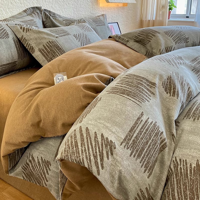 綿2025新秋冬ベッドシーツ掛け布団カバー三点寝具の厚化粧四点セット 4,710円