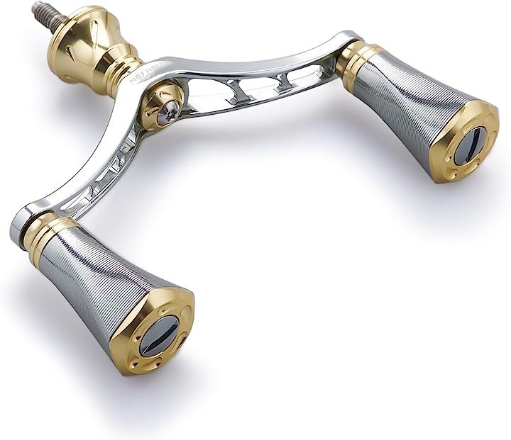 80mm リール ハンドル 20mm ノブ 搭載 シマノ ダイワ 通用 スピニングリール用 Tornado Series 700( ガンメタル＆ゴールド)