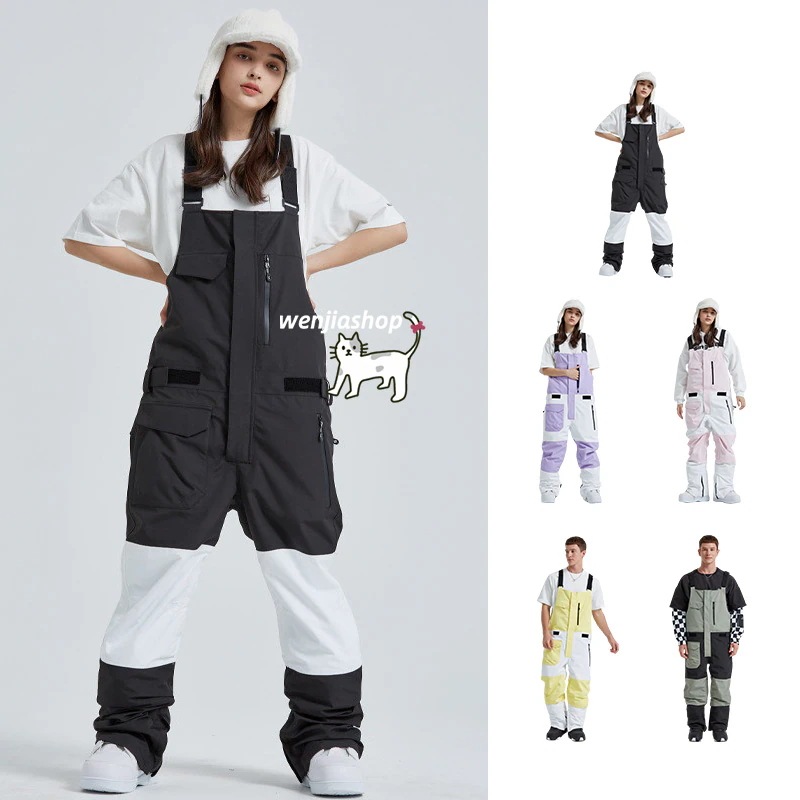 スノーボードウェア つなぎ メンズ レディース ビブパンツ ロングパンツ スノボウェア ワンピース オールインワン スキーウェア スノボーウェア スキー 韓国風 防風防水防雪防寒 耐摩擦 男女兼用