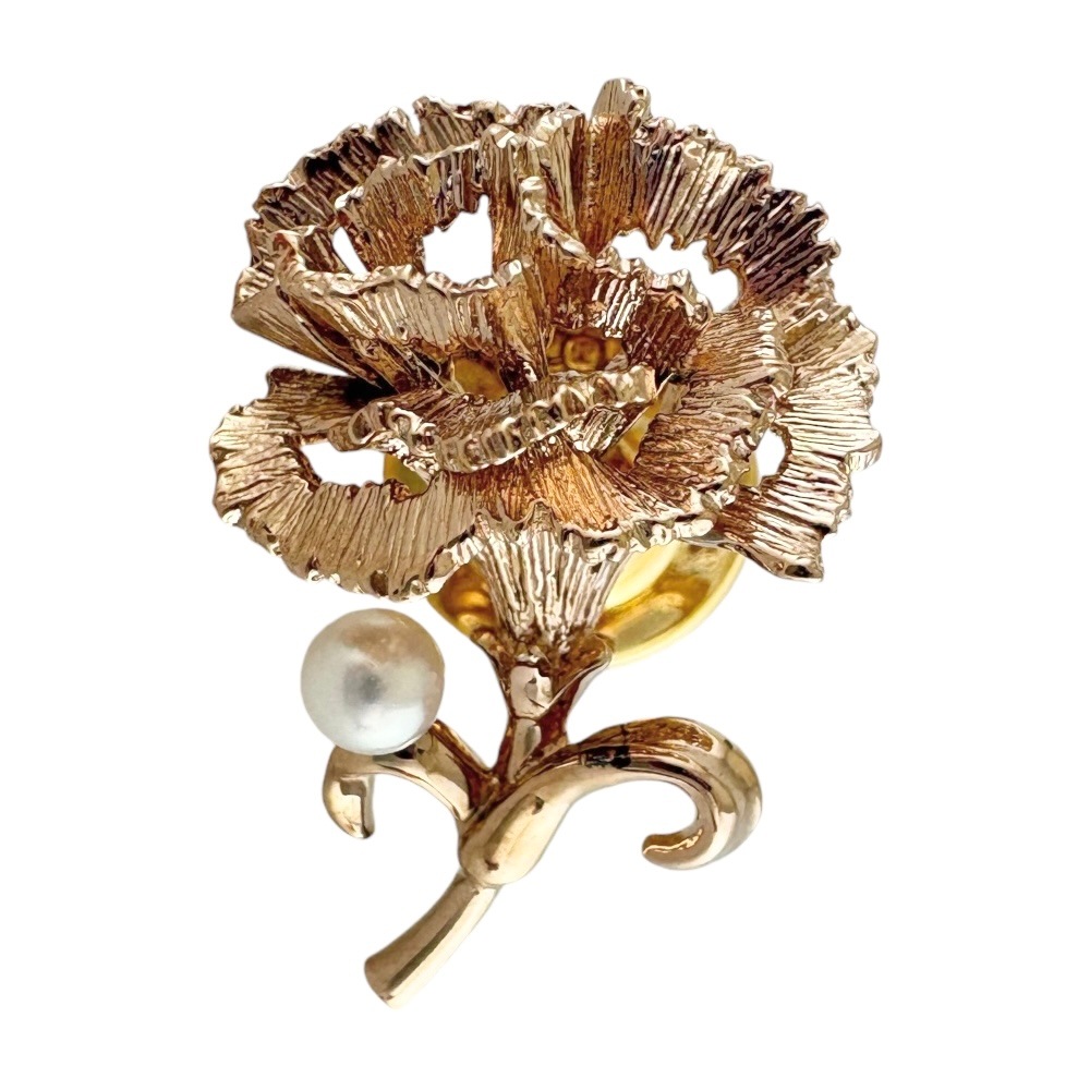 ミキモト ブローチ 18金 K18イエローゴールド パール MIKIMOTO 中古 美品