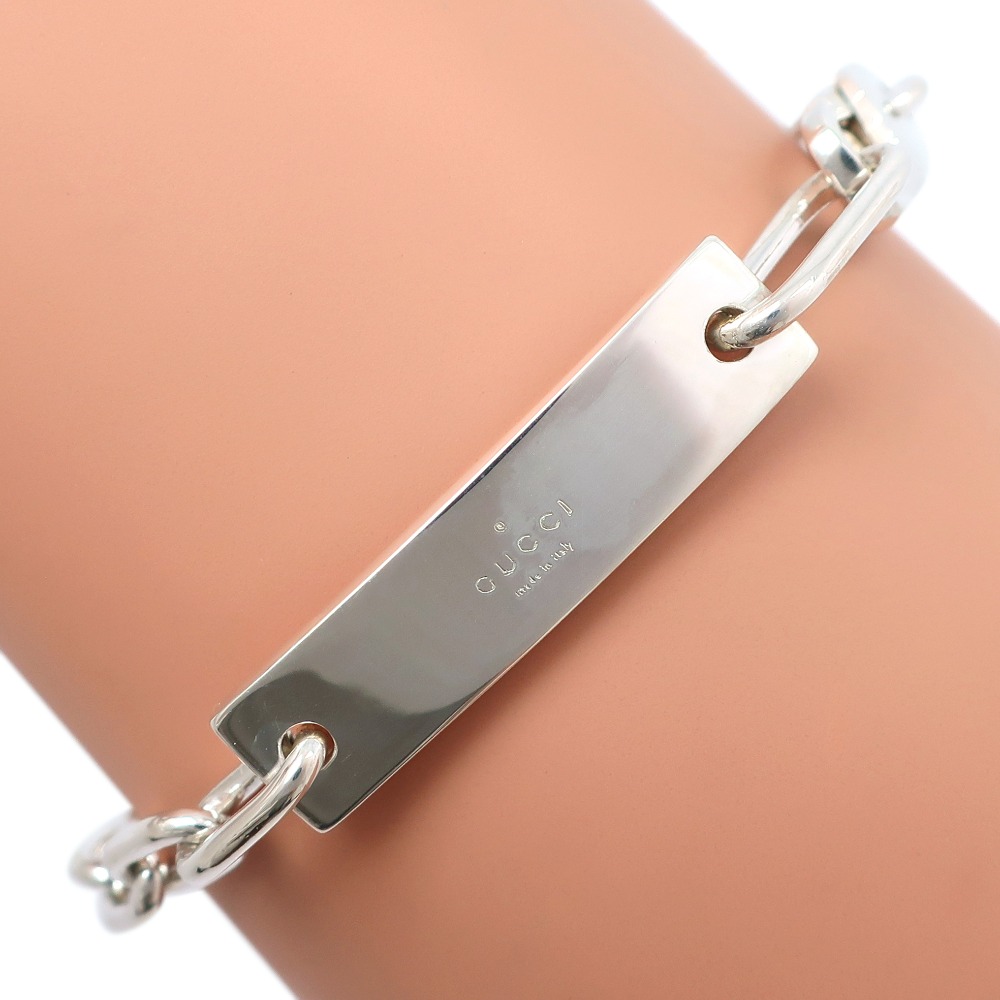 ロゴプレート ブレスレット シルバー925 約19.8g ユニセックス 中古品 A-ランク
