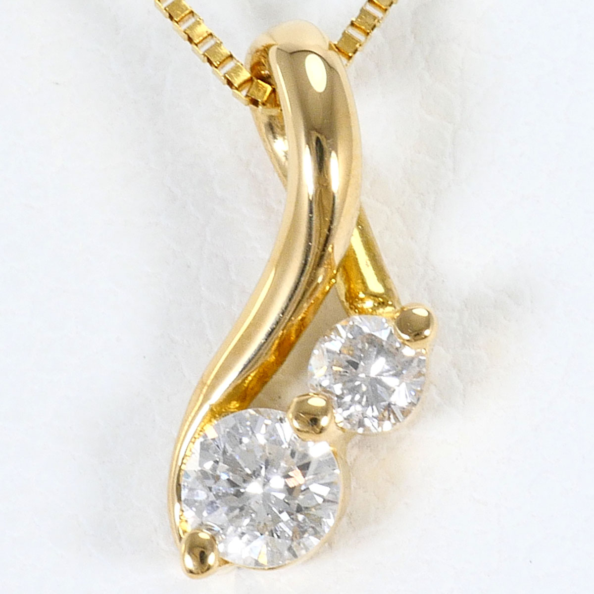 K18 18金 YG イエローゴールド ネックレス ダイヤモンド（ct刻印なし） 総重量約1.5g 約41cm ジュエリー 中古