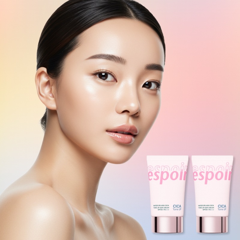 ウォータースプラッシュ シカ トーンアップ サンクリーム 60ml×2 SPF50+ PA++++ うるおいUV トーン補整 下地兼用 白浮きしにくい さらっと密着 敏感肌 デイリー B12のピンク色