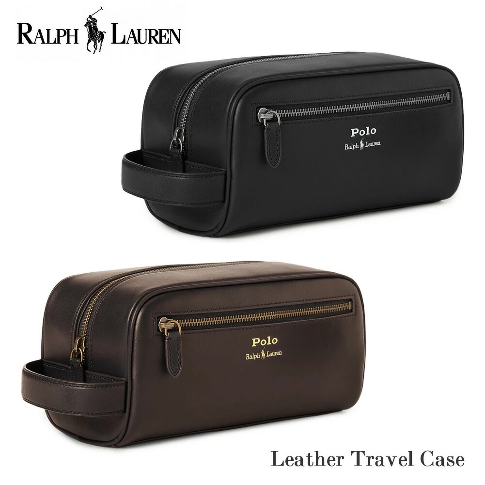 ポロ ラルフローレン レザー ポーチ 405845390 POLO RALPH LAUREN ラルフ メンズ 男性 紳士 ブラック ブラウン 黒 茶 革 本革ポーチ セカンドバッグ 鞄 フォーマル ビ