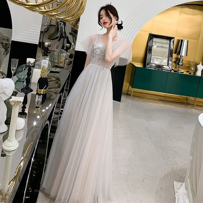 演奏会用ドレス 半袖 カラードレス ロングドレス パーティードレス ウェディングドレス 発表会 結婚式 ピアノ 二次会 ドレス 前撮り 結婚式 花嫁 コンサート