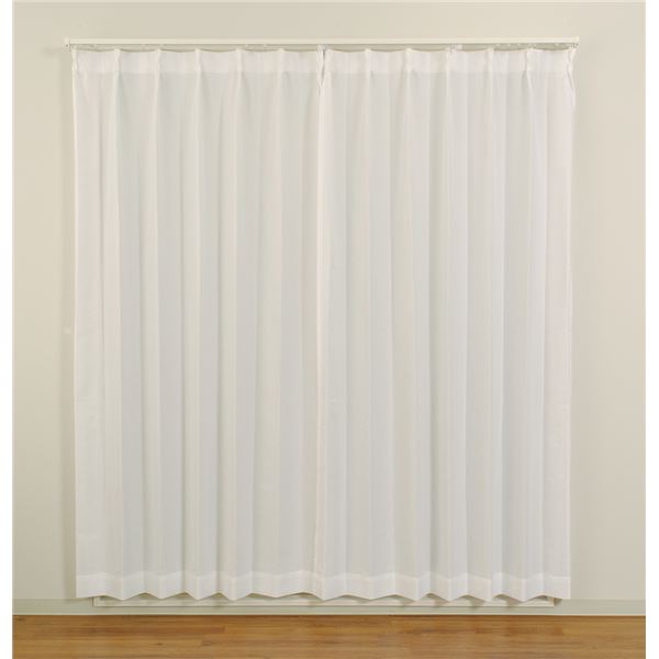 レースカーテン 幅100×丈243cm ホワイト 2枚組 洗える 日本製 UVカット 88.6％ 遮熱 遮像 防炎 ミラーレース リビング