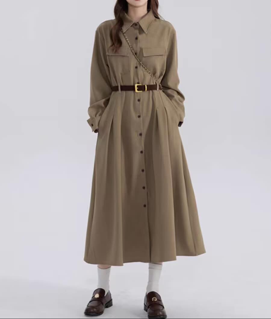 韓国デザイン秋冬新作高級感　上品着痩せワンピース