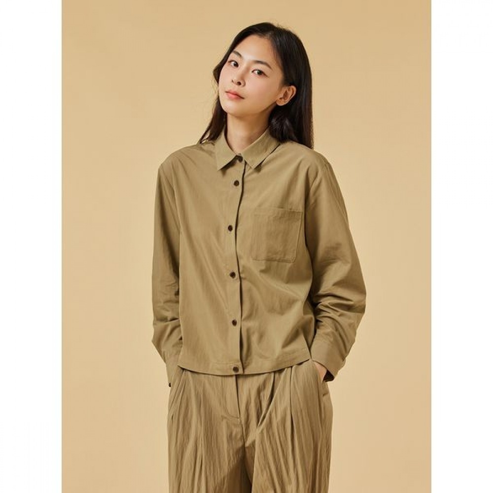 [ジュジュ] ブラウン女性用ライトリンクルシャツJ112303004