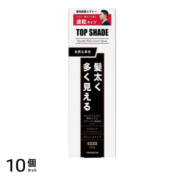 トップシェード スピーディーヘアカバースプレー 自然な黒色 250g (ラージ) 10個セット