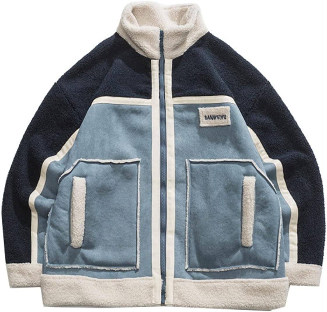 メンズ ボアジャケット ハイネック 厚手 フリースボア 秋冬着 パッチワーク ペアルック 切り替え カジュアル スタジャン ウインドブレーカー 中綿服 ショートコート 防寒着 13,353円