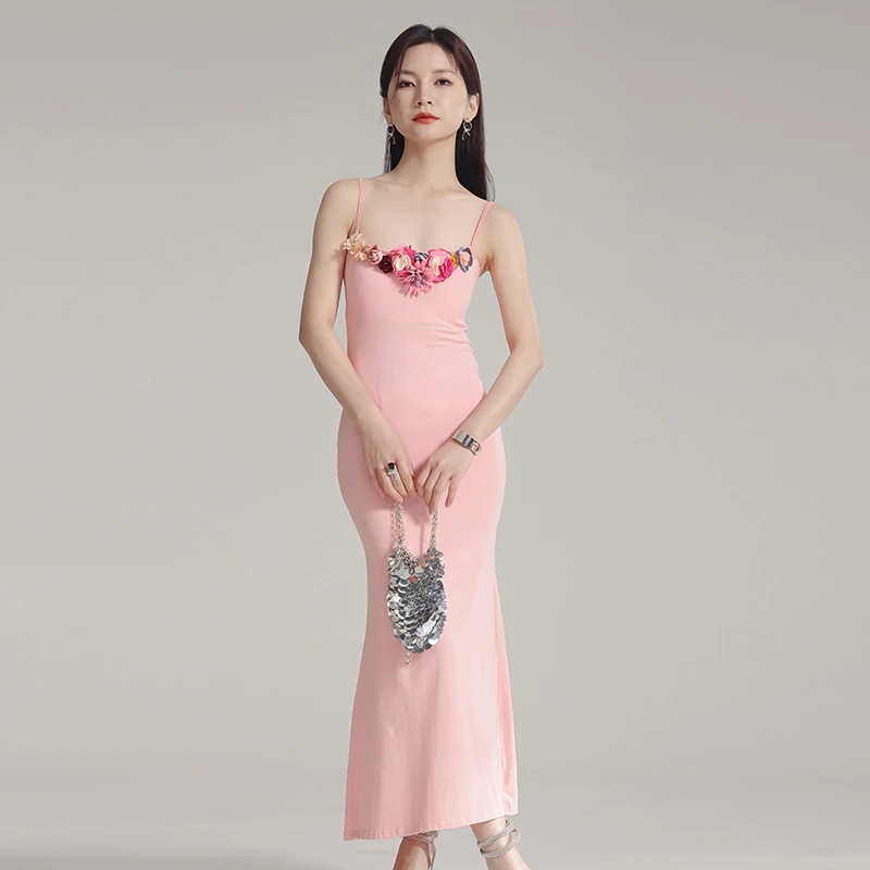 2024作シンプル気質高級感ロングワンピースノースリーブワンピースTシャツワンピースリゾートワンピース百掛けワンピースキャミワンピースリネンワンピース