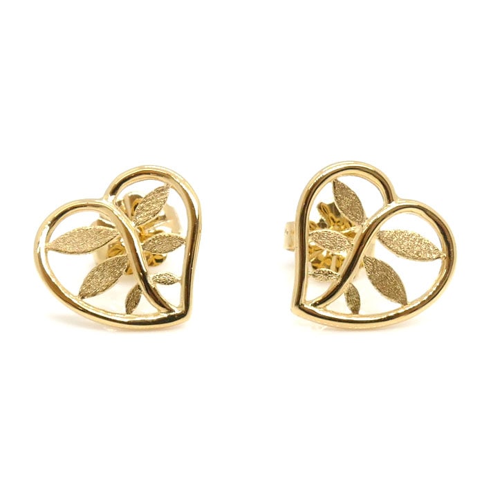 TIFFANY&Co. ティファニー K18YG イエローゴールド ハートリーフ ピアス 1.9g レディース 中古 美品