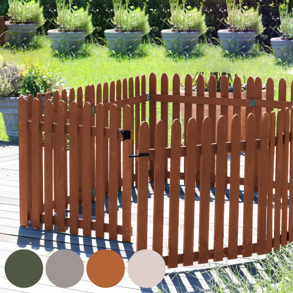 フェンス 折り畳めるウッドフェンス ゲートセット 縦ストライプ ガーデンフェンス 柵 折りたたみ 2連 園芸 エクステリア 雑貨 ウッドフェンス 花壇 庭 ベランダ バルコニー ガーデニング