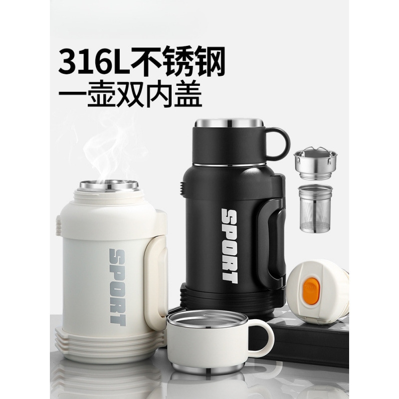 すべてのスチール316lステンレス鋼断熱ケトル大容量カーアウトドアポータブル煮込みティーポット家庭用コールドボトル