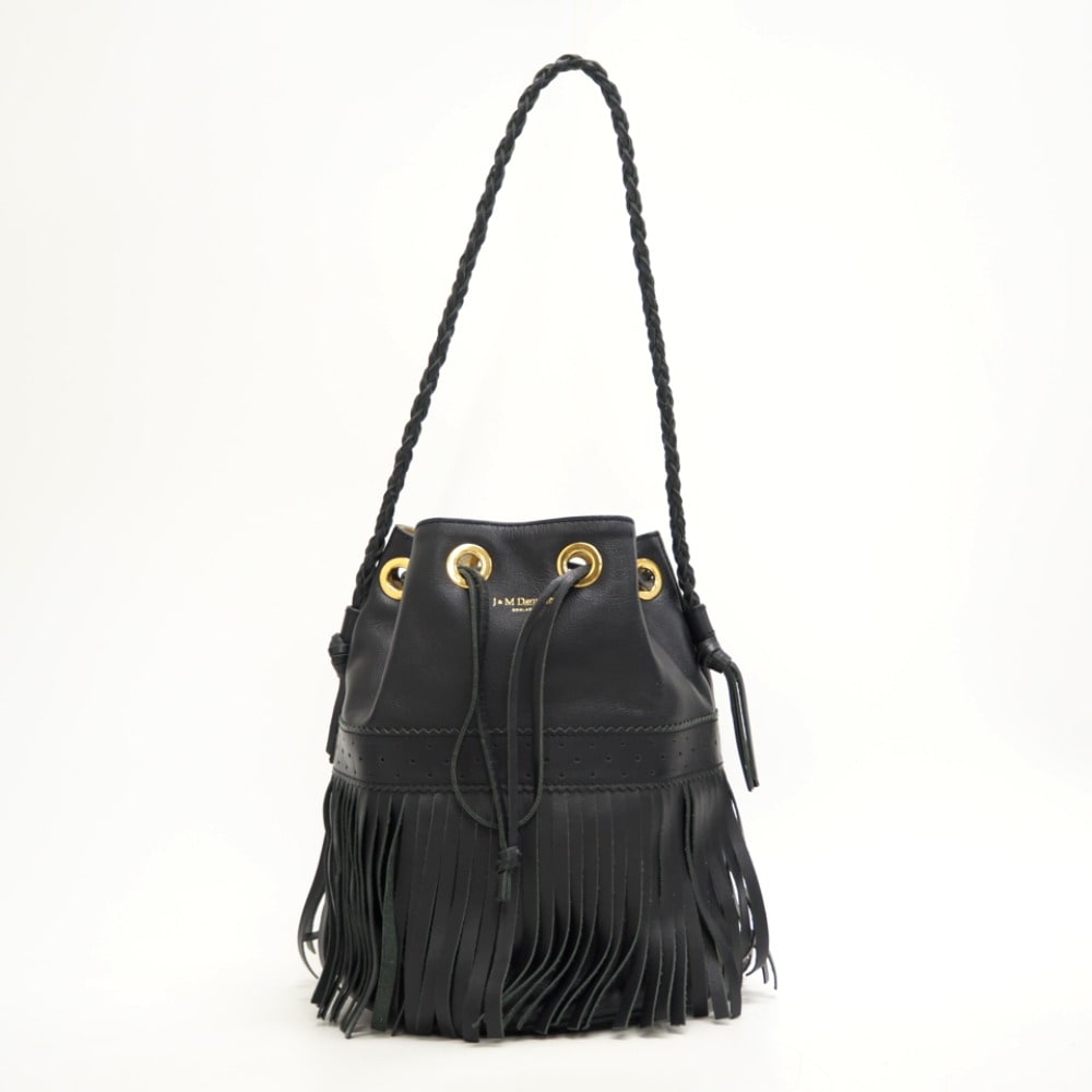 巾着 カーニバル レザー ショルダーバッグ ブラック レディース 16,100円