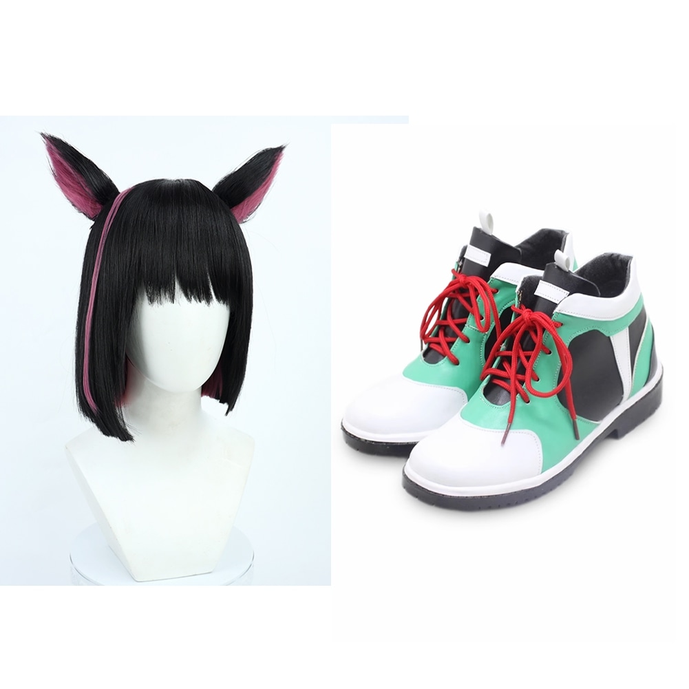 杏山カズサ コスプレ靴+コスプレウィッグ 杏山カズサ ブーツ コスプレ 演出服 アニメ 祭り ハロウィン クリスマス 学園祭 文化祭 仮装