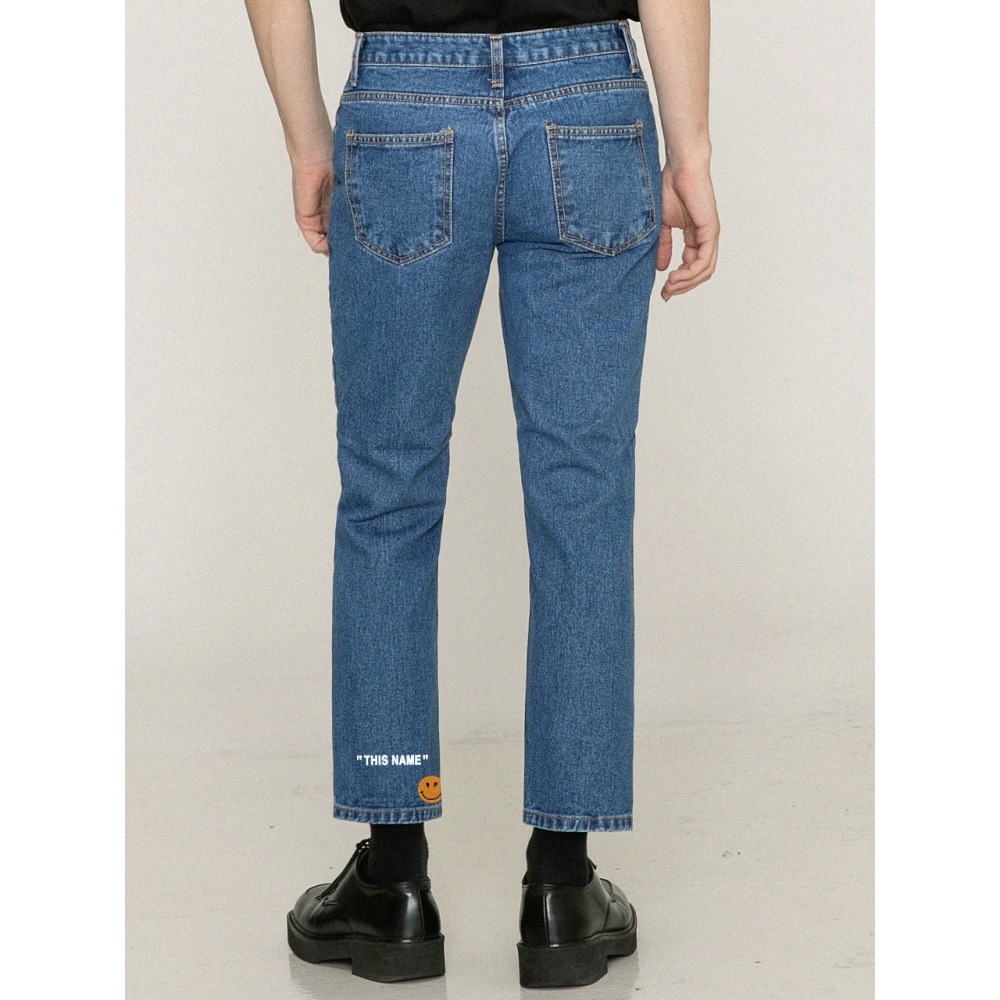 GRAVER THIS NAMEスマイルスリムテーパードデニムパンツブルー
