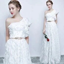 ロングドレス演奏会ドレス　二次会　花嫁パーティードレス　二次会　結婚式　花嫁衣ロングドレスカラードレスグリーンイブニングドレスウエディングドレス披露宴演奏会発表会　レース　ロングドレスファスナー