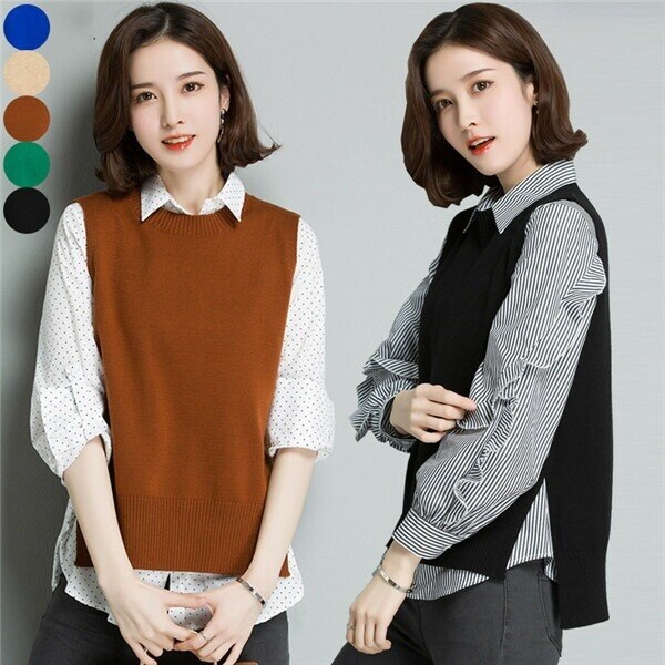 5カラーニットベストVネックニットベストレディース春秋トップス大量注文にも対応しています