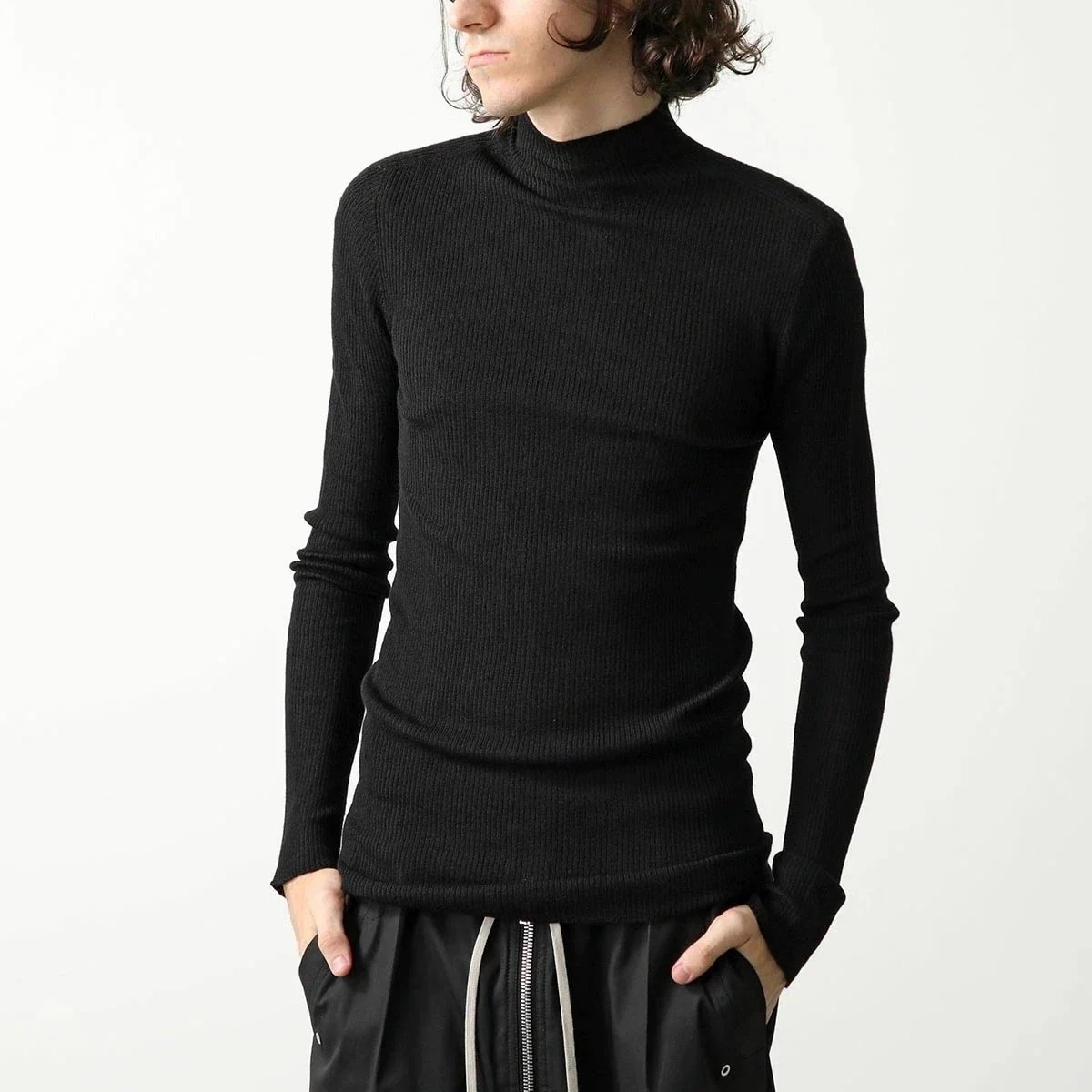 Rick Owens リックオウエンス ニット RU02D6638 RIBM メンズ ウール ハイネック リブニット バックライン トップス 長袖 09/BLA