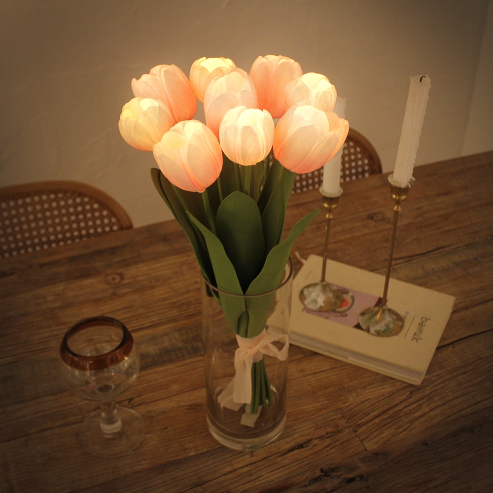 pink グラム チューリップ ブーケ LEDムード灯