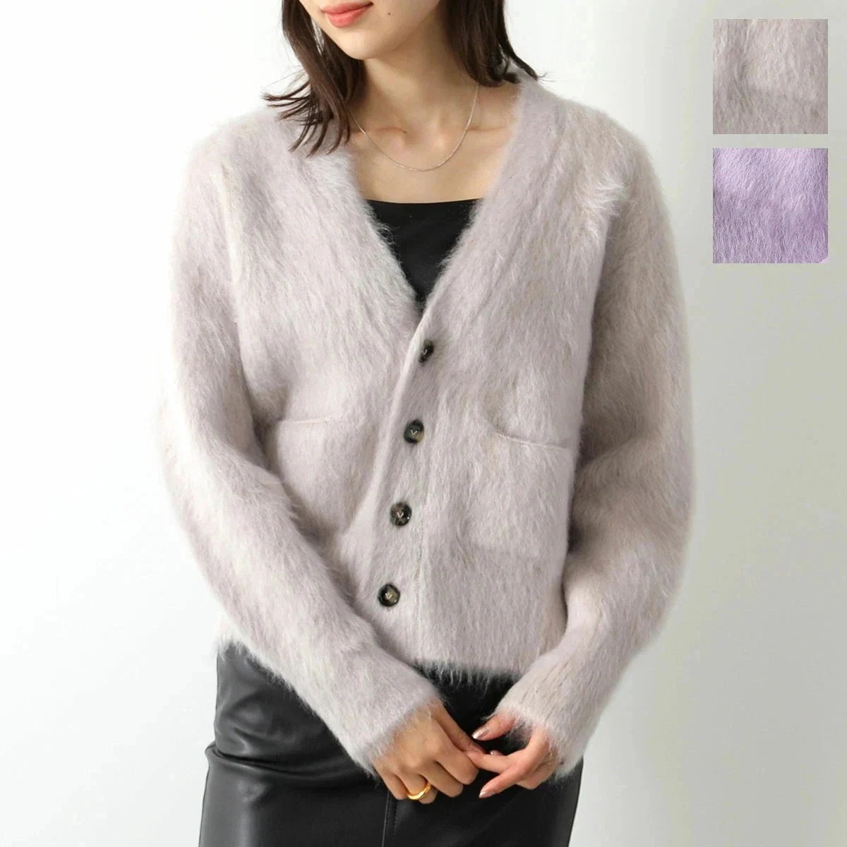 BOTTEGA VENETA ボッテガヴェネタ ニットカーディガン 716871 V2D20 レディース ダブルモヘア ウール Vネック マッシュルーム カラー