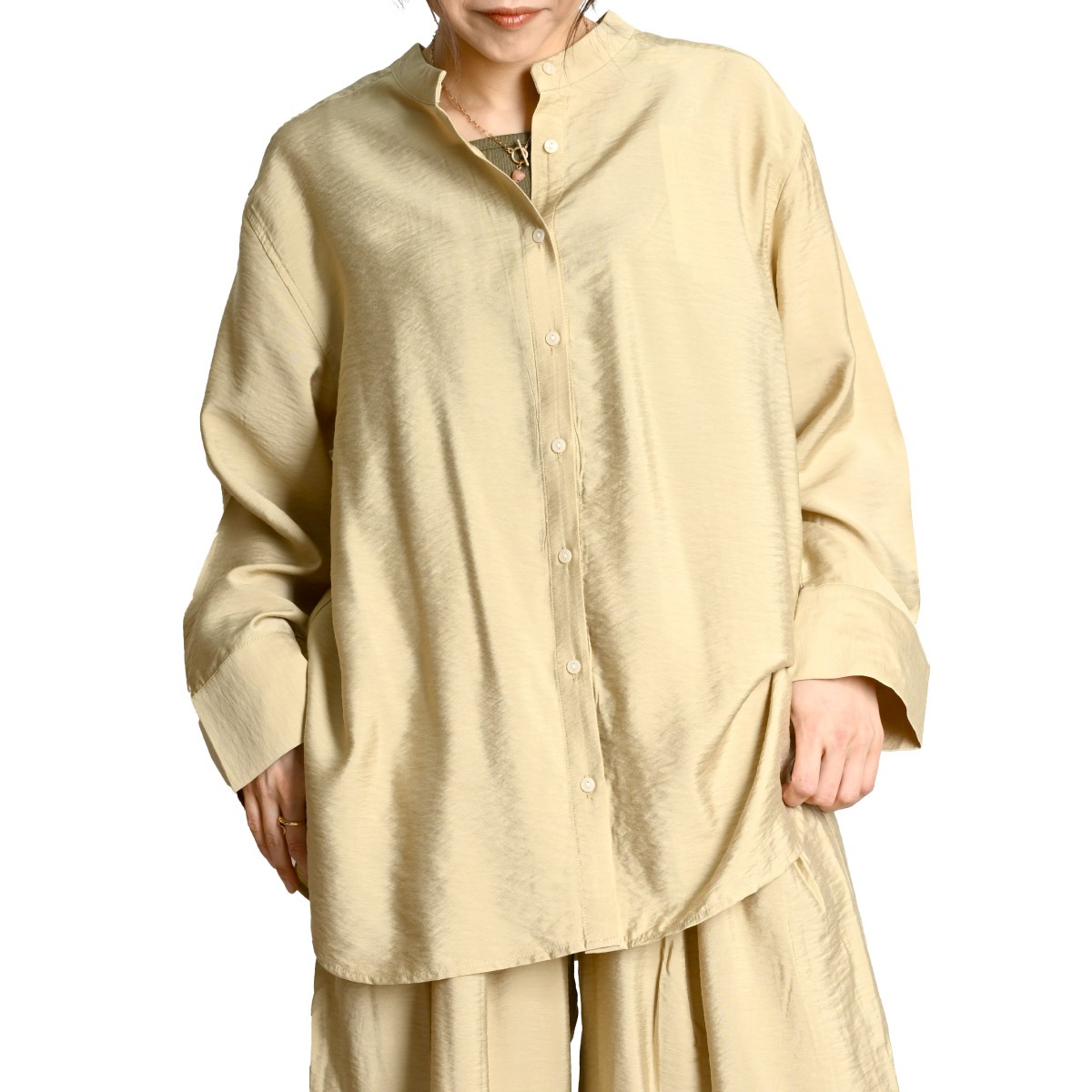 シャツ ブラウス レディース シンプルを超える表情力ビンテージクロスシャツ トップス 羽織 前開き 2WAY きれいめ こなれ感 無地 ゆったり 体型カバー 楽ちん ベーシック 春 夏 秋 セットア