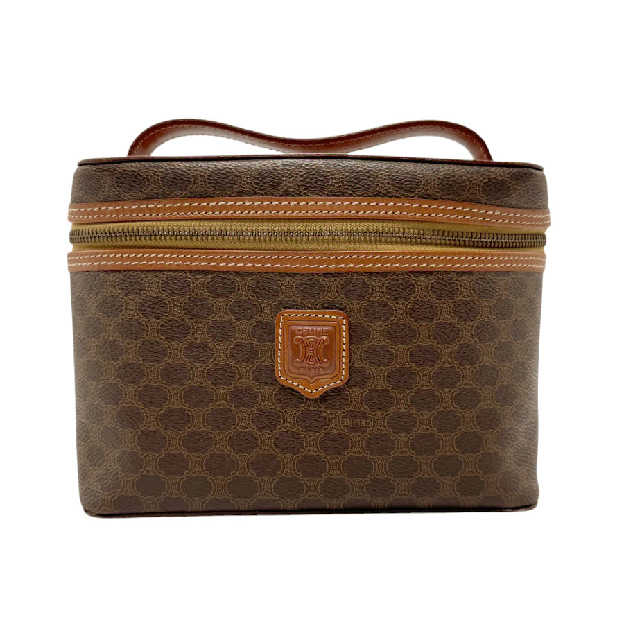 セリーヌ CELINE ハンドバッグ マカダム PVCコーティングキャンバス ブラウン レディース n0799