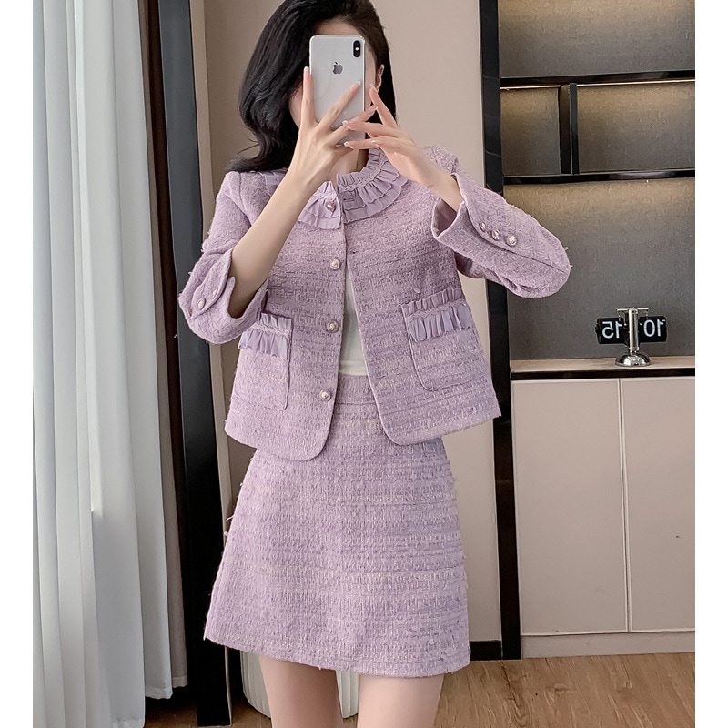 2024秋の気質ファッションはやせているフリルの花の縁の襟のフランスの優しい風のデザイン感があります