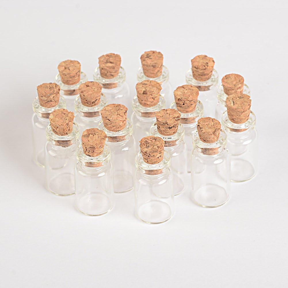 1ml 100個セット コルク栓 透明ガラス小瓶 祝祭日の贈り物 (13*24*06)