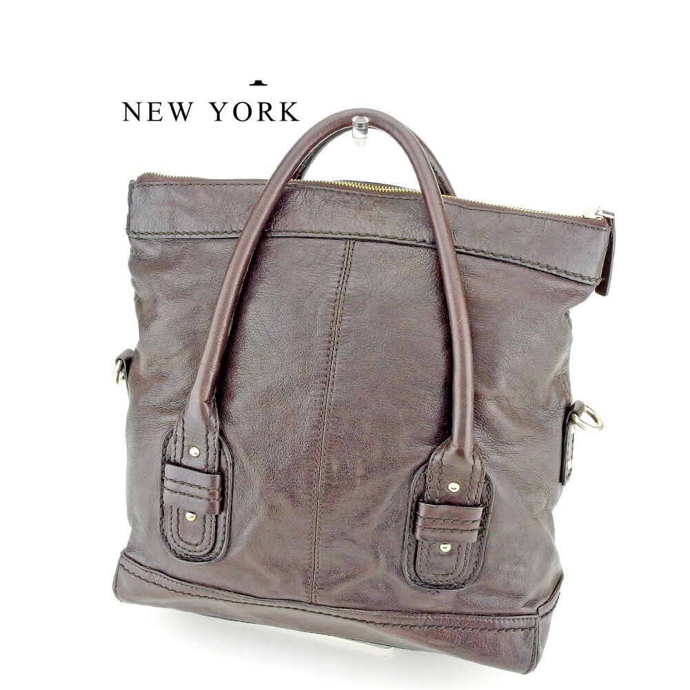 トートバッグ ロゴ ブラウン ゴールド レディース 中古