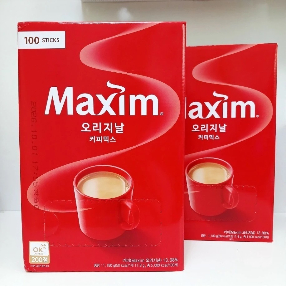 オリジナル コーヒー ミックス 11.8g 100本 2個 セット 大容量 アラビカ 香り重視 ココナッツオイル 忙しい朝 ミディアムロースト 韓国インスタント