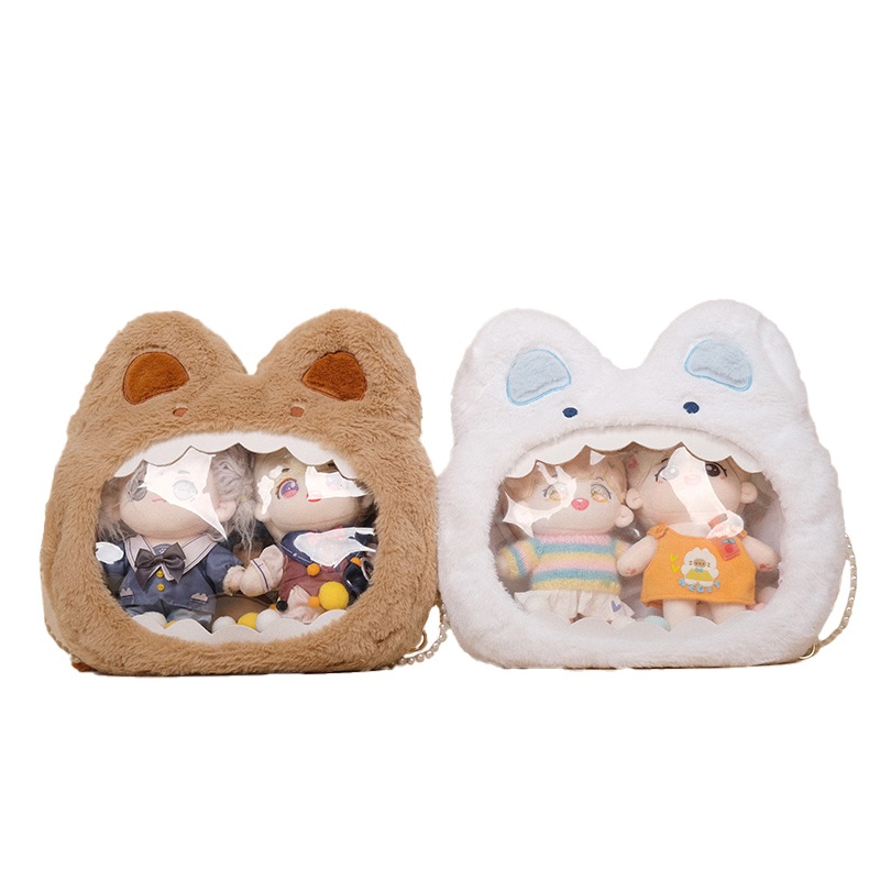 韓国ふわふわ ネコ痛バッグ ブラック 即出荷 トートバッグオタクｃｍぬいぐるみ無地 ショルダーバッグ