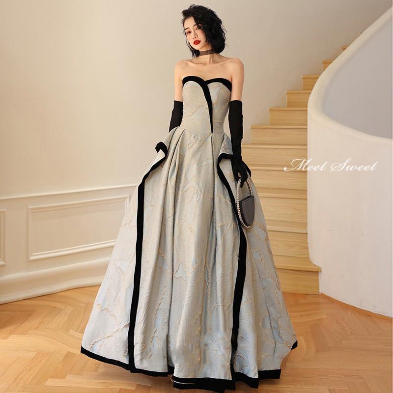 カラードレス 編み上げ ビスチェ ブルー パーティードレス フォーマル ロングドレス 結婚式 二次会 披露宴 発表会 演奏会 ウェディングドレス プリンセスドレス ゲストドレス ウエディングドレス コ