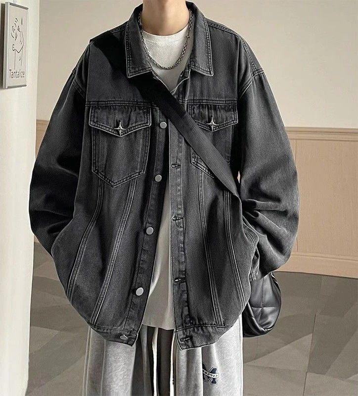 デニムジャケット 秋新作 レトロ ハンサム メンズアウター ゆったり カジュアル 長袖トップス ジャケット