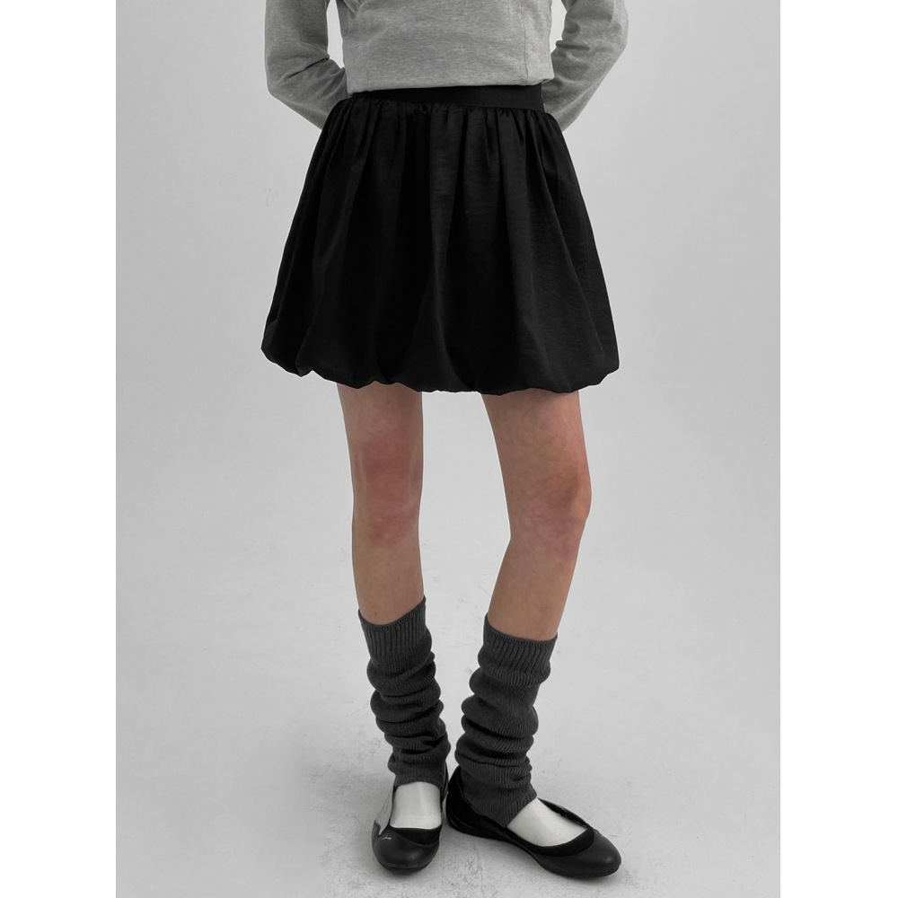 ブラックアップミニジブバルーンミニスカートパンツ