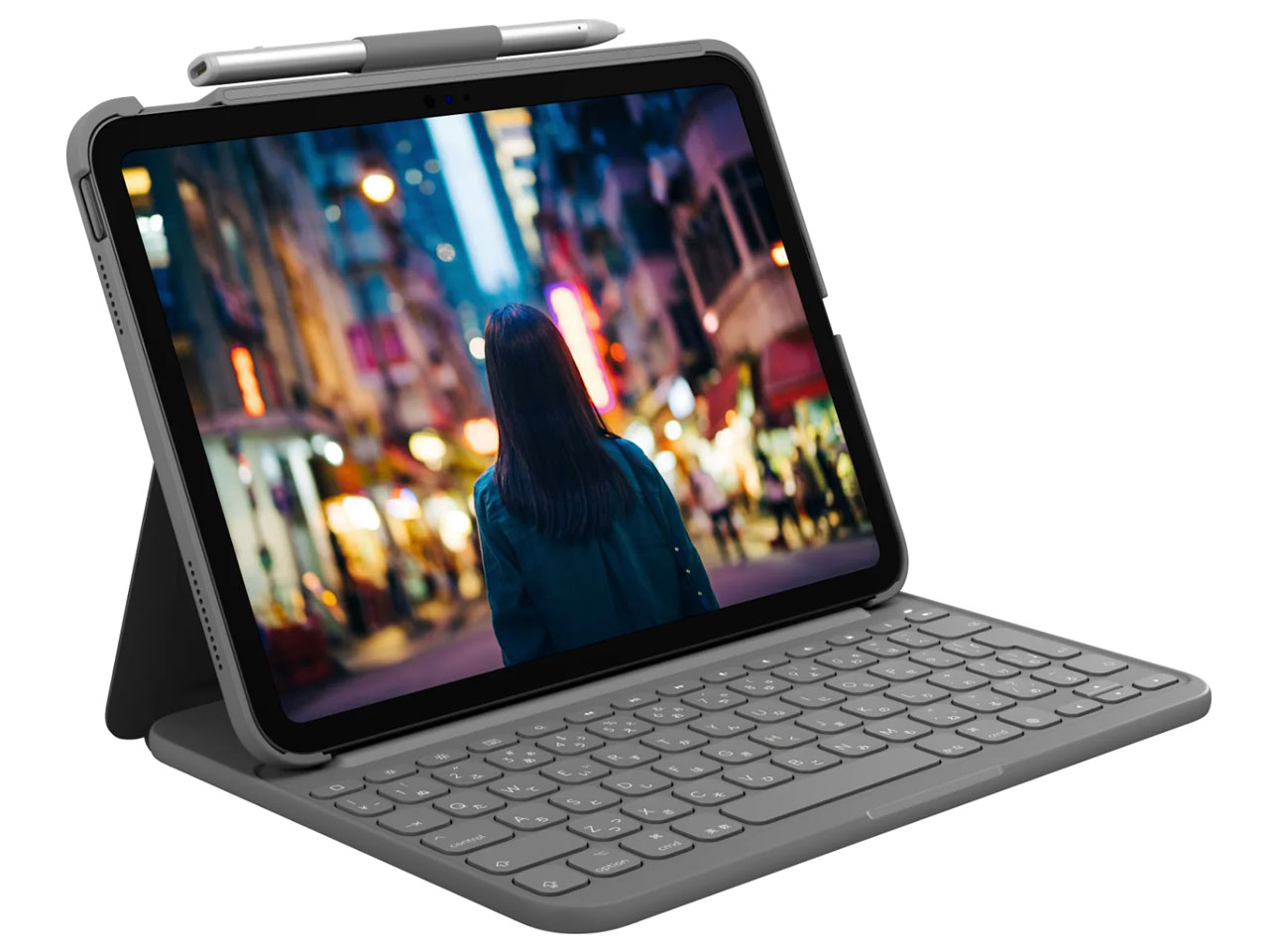 SLIM FOLIO iK1060GRA [オックスフォードグレー] キーボード一体型ケース