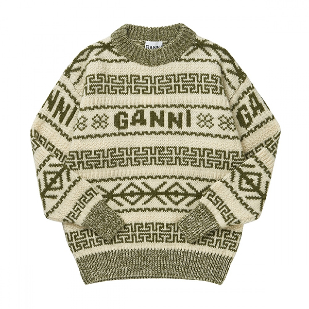 GANNI K2174 775 グラフィックロゴラムウールレディースニット