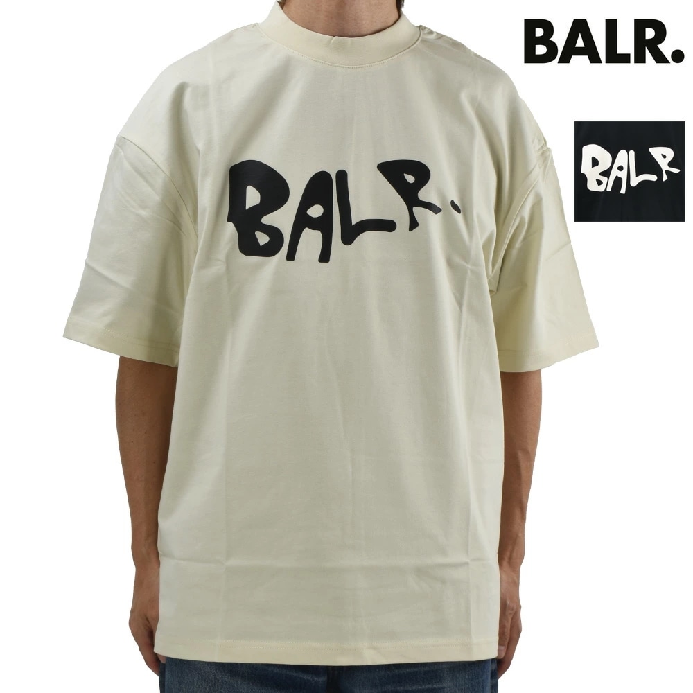 ボーラー BALR. Tシャツ メンズ カットソー コットン 半袖 モックネック ブラック 黒 ホワイトスワン 【b11121269】