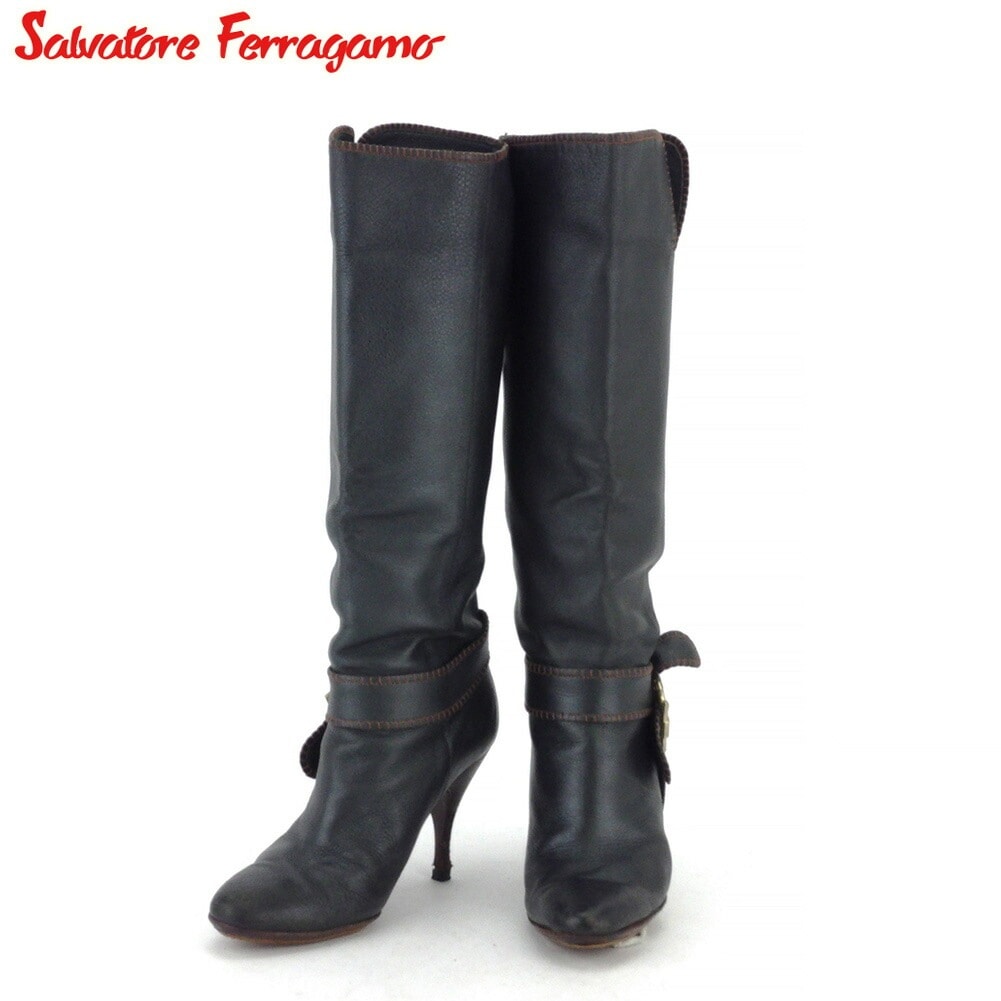 ブーツ シューズ 靴 ガンチーニ レディース #6ハーフ ブラック 中古