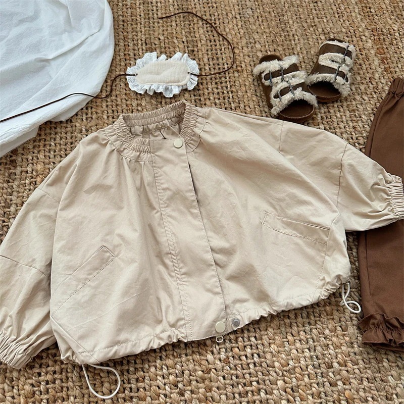 秋の新作男の子 女の子 ファッション無地ジャケット 子供韓国版シンプル長袖コート