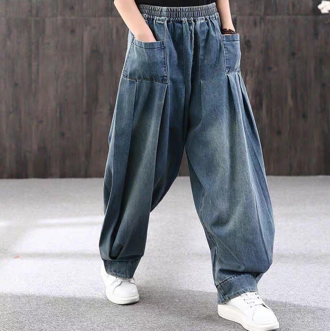 レディース パンツ ボトムス Gパン ストレートパンツ ロングパンツ デニムパンツ フルレングス オーバーサイズ ストリート ウエストマーク ハイウエスト ウエストゴム ブルーデニム かわいい