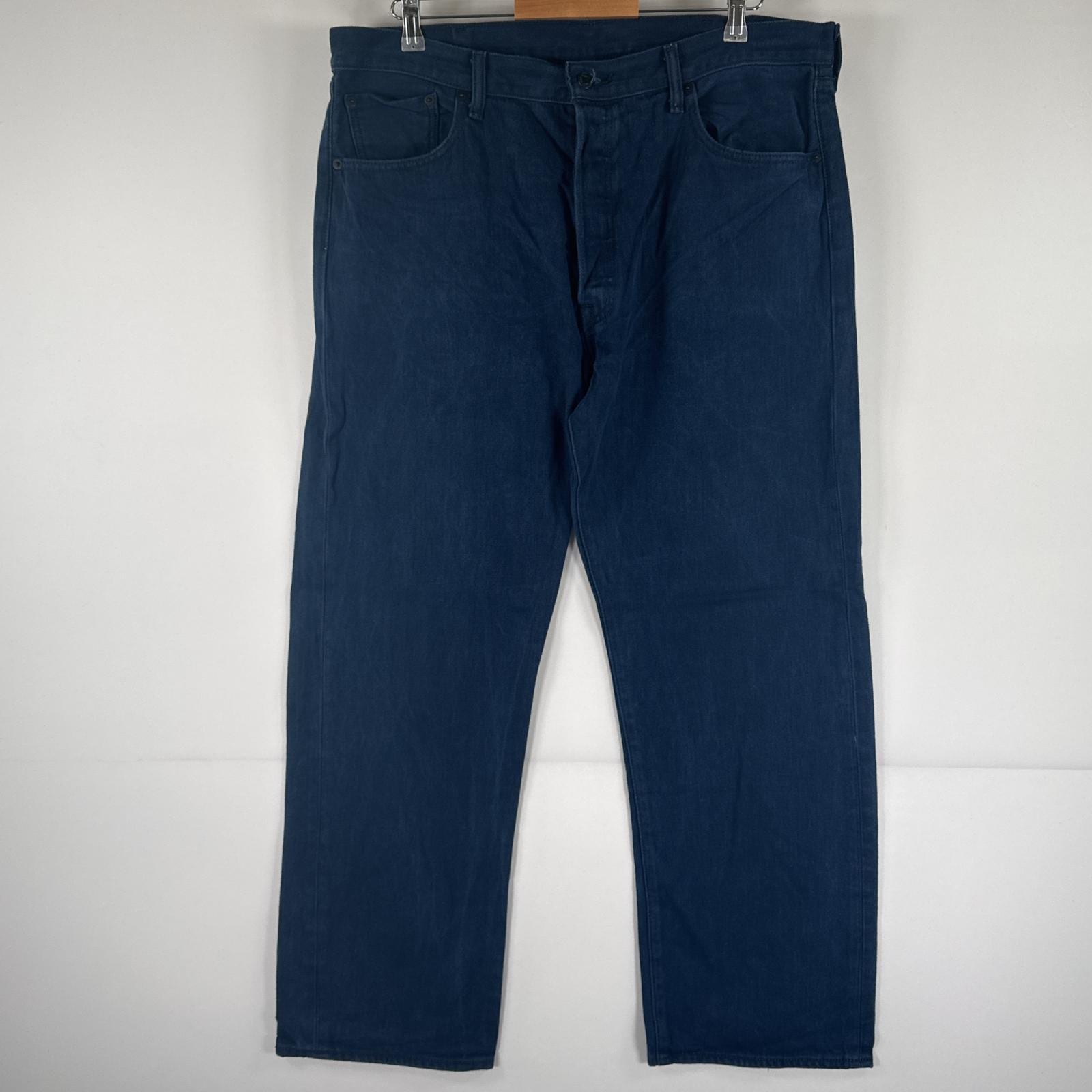 古着 デニムパンツ 501 ジーパン ストレート 大きいサイズ ボタンフライ カラーパンツ ビッグ w40 L32 ネイビー メンズ